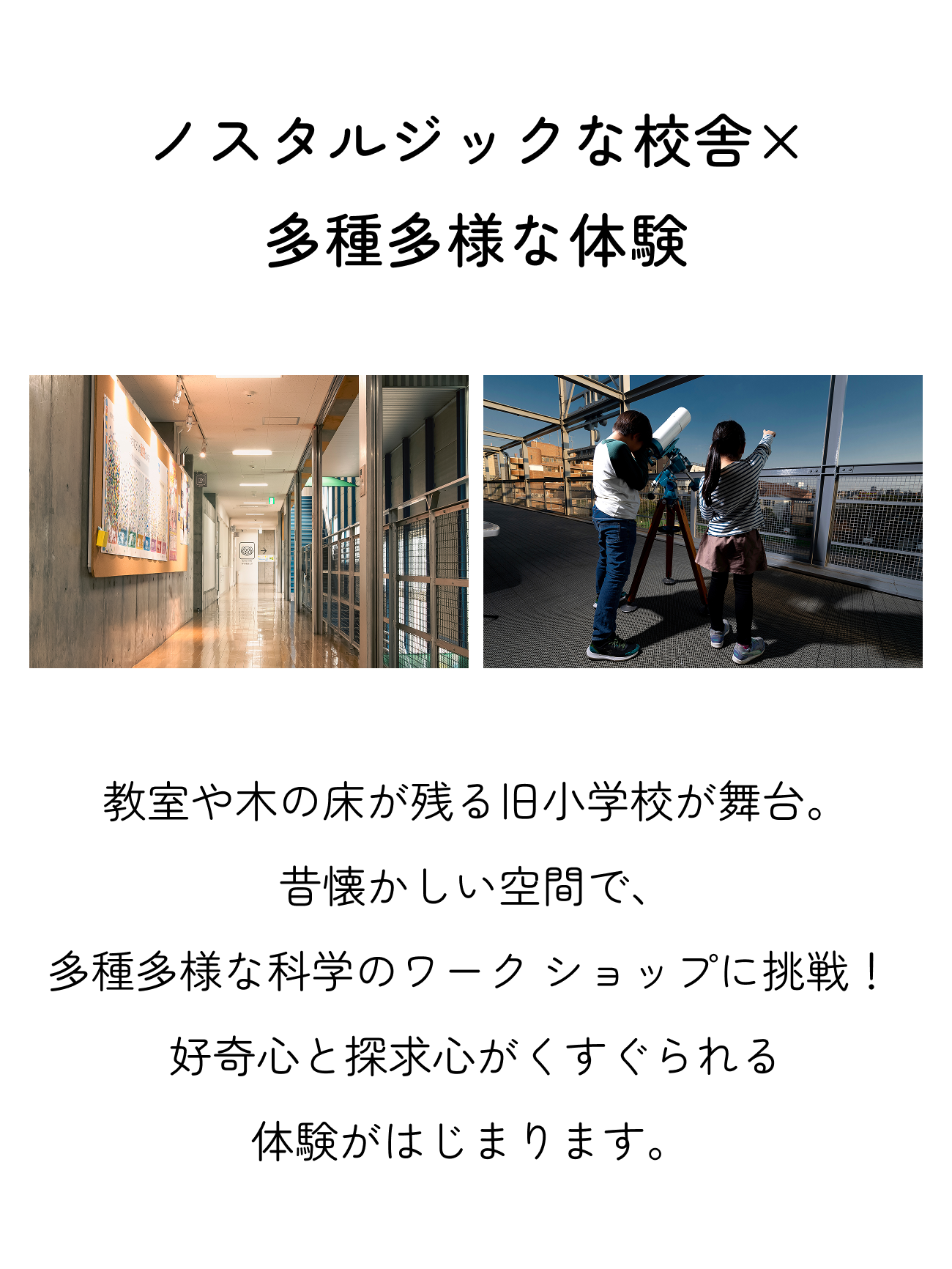 ノスタルジックな校舎×多種多様な体験